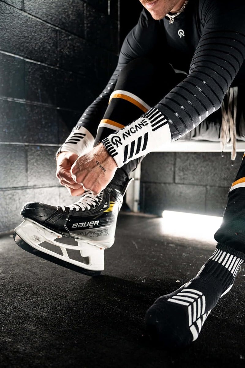 AYCANE Blade X White Wrist Guards, Lightweight, Quick-Drying, Breathable Fabric, Flexible Fit, Level 3 Cut-Resistant Protection, Durable and Comfortable Wrist Protection for Hockey Players - Image 3